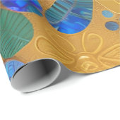 Papier Cadeau AI générée - Papillons d'or Art décoratif (Coin rond)