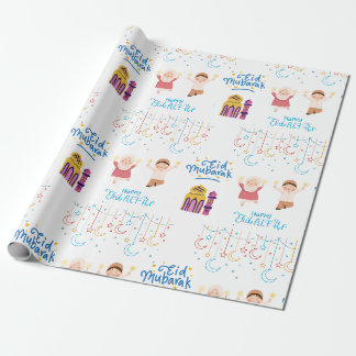 Papier Cadeau Aïd Moubarak Blanc Pour Les Enfants