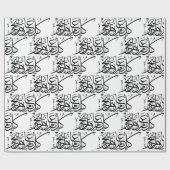 Papier Cadeau Aïd Moubarak Noir et blanc en arabe thulé (Plat)