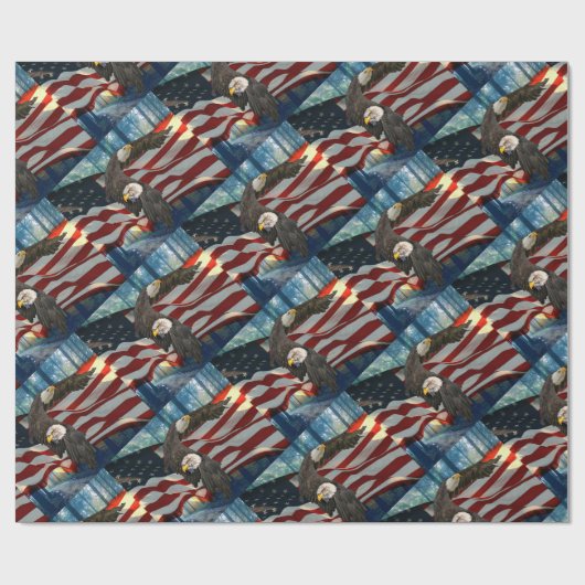 Papier Cadeau Aigle à drapeau américain (Plat)