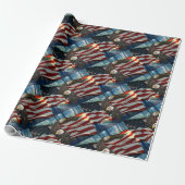 Papier Cadeau Aigle à drapeau américain (Déroulé)
