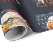 Papier Cadeau Aigle à drapeau américain (Coin rond)