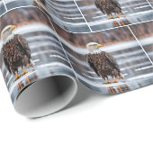 Papier Cadeau Aigle Balle Sur La Glace Du Lac (Coin rond)