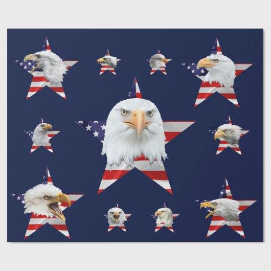 Papier Cadeau Aigle, Drapeau, Étoile unique (Plat)