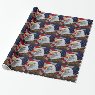 Papier Cadeau Aigle et drapeau américains