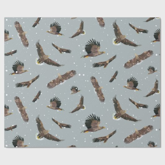 Papier Cadeau Aigles dans la neige (Plat)
