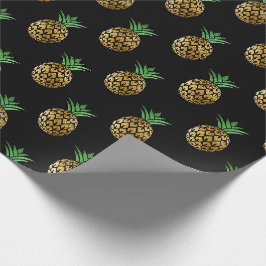 Papier Cadeau Aiguille tropicale d'été vert vert vert or noir (Coin)