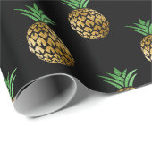 Papier Cadeau Aiguille tropicale d'été vert vert vert or noir (Coin rond)