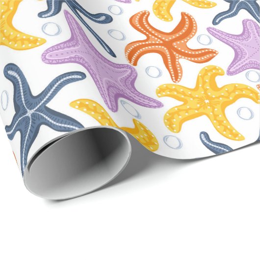 Papier Cadeau Aiguilles colorées sur blanc (Coin rond)