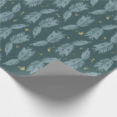 Papier Cadeau Aiguilles de pin d'épinette bleu avec or (Coin)