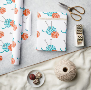 Papier Cadeau aiguilles et fils de tricot