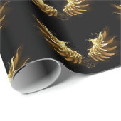 Papier Cadeau Ailes d'Ange d'or sur arrière - plan noir (Coin rond)