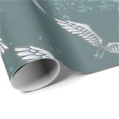 Papier Cadeau Ailes gris-bleu (Coin rond)