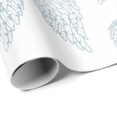 Papier Cadeau Ailes mignonnes d'ange blanc et bleu (Coin rond)