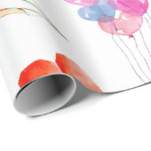 Papier Cadeau Aimante à thème Valentine aquarelle (Coin rond)