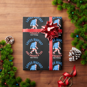 Papier Cadeau Aime Bigfoot et l'Amérique Trop Patriotique Améric