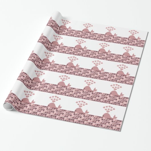 Papier Cadeau Aimer baleine rose (Déroulé)