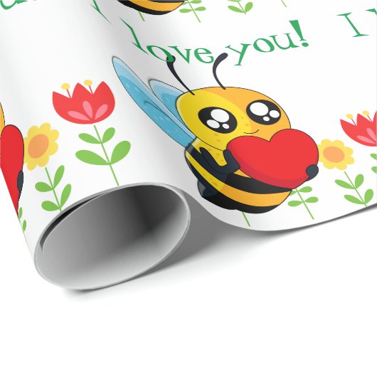 Papier Cadeau Aimer Bee (Coin rond)