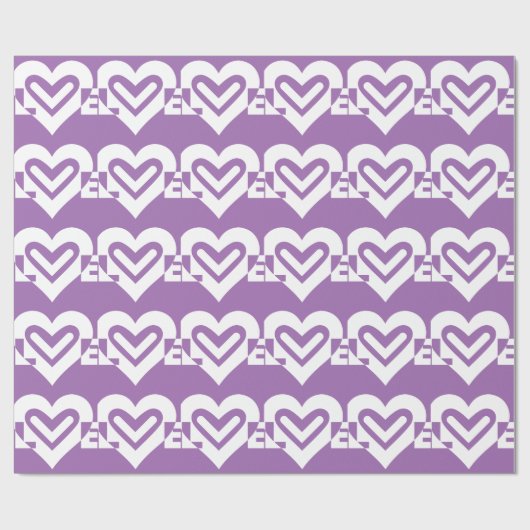 Papier Cadeau Aimer blanc et violet (Plat)