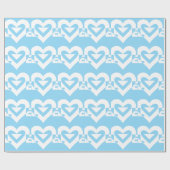 Papier Cadeau Aimer Blanc sur Bleu (Plat)