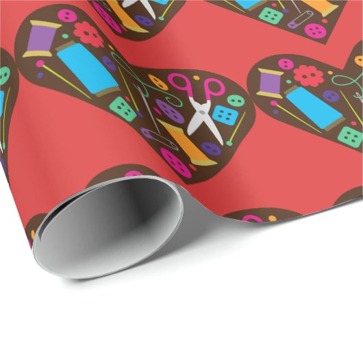 Papier Cadeau Aimer coudre papier d'emballage motif (Coin rond)