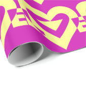 Papier Cadeau Aimer Jaune sur violet (Coin rond)