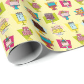 Papier Cadeau Aimer le gâteau : Jaune (Coin rond)