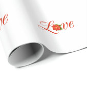 Papier Cadeau Aimer Noël Poinsettia Design Noël Noël Fêtes (Coin rond)