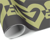 Papier Cadeau Aimer Sage Vert sur Noir (Coin rond)