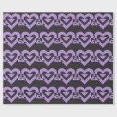 Papier Cadeau Aimer violet sur noir (Plat)