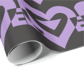 Papier Cadeau Aimer violet sur noir (Coin rond)