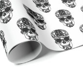 Papier Cadeau Aimez-moi crâne Wrapping_white (Coin rond)