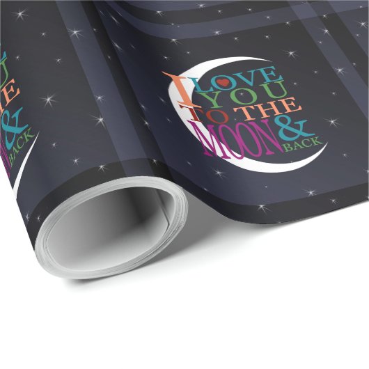 Papier Cadeau Aimez-vous à la Lune et retour (Coin rond)