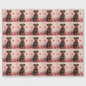 Papier Cadeau Airedale avec des Roses - Saint-Valentin (Plat)