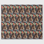 Papier Cadeau Airedale chien avec gâteau et ballons (Plat)