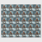 Papier Cadeau Airedale Chien équitation Moto Noël (Plat)