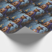 Papier Cadeau Airedale Chien Whimsical Halloween Peinture (Coin)