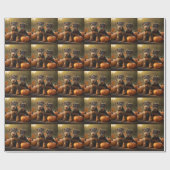 Papier Cadeau Airedale Chiot Automne Citrouille délice (Plat)