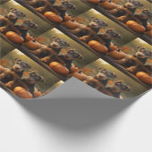 Papier Cadeau Airedale Chiot Automne Citrouille délice (Coin)