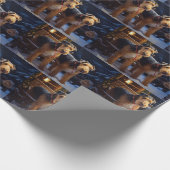 Papier Cadeau Airedale Snowy Sleigh Ride Décor de Noël (Coin)