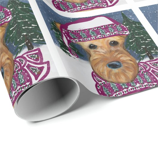 PAPIER CADEAU AIREDALE TERRIER (Coin rond)