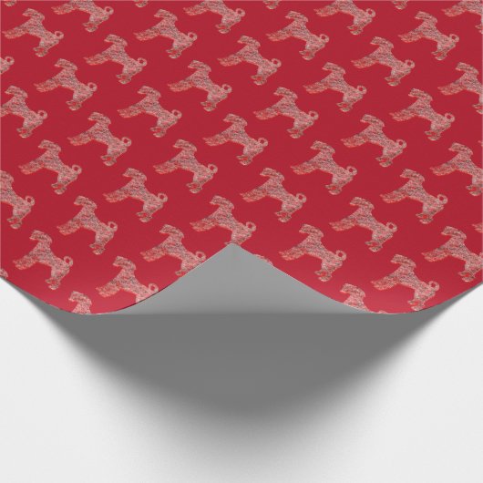 Papier Cadeau Airedale Terrier Chien de Noël Silhouette Rouge (Coin)