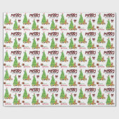 Papier Cadeau Airedale Terrier Chien, Oiseau et Arbre de Noël (Plat)