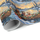Papier Cadeau Airedale Terrier Christmas Boat Holiday (Coin rond)