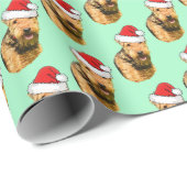 Papier Cadeau Airedale Terrier portant un chapeau de Père Noël (Coin rond)