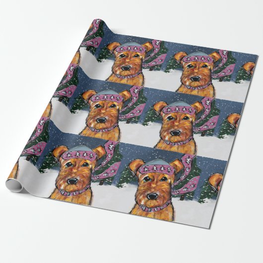 Papier Cadeau Airedale Terriers (Déroulé)