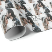 Papier Cadeau Ajouter couple photo merisier marié ajouter date a (Coin rond)