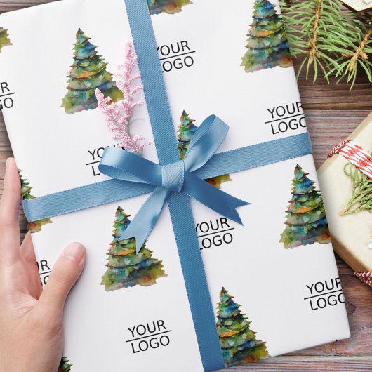 Papier Cadeau Ajouter le logo Modèle d'arbre de Noël Société 