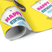 Papier Cadeau Ajouter Le Nom Joyeux Anniversaire Funny Hérisson (Coin rond)