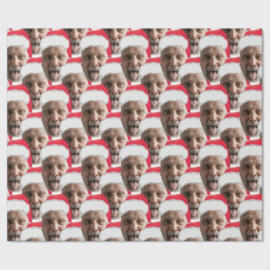 Papier Cadeau Ajouter Personnalisé Visage Photo Drôle Père Noël (Plat)
